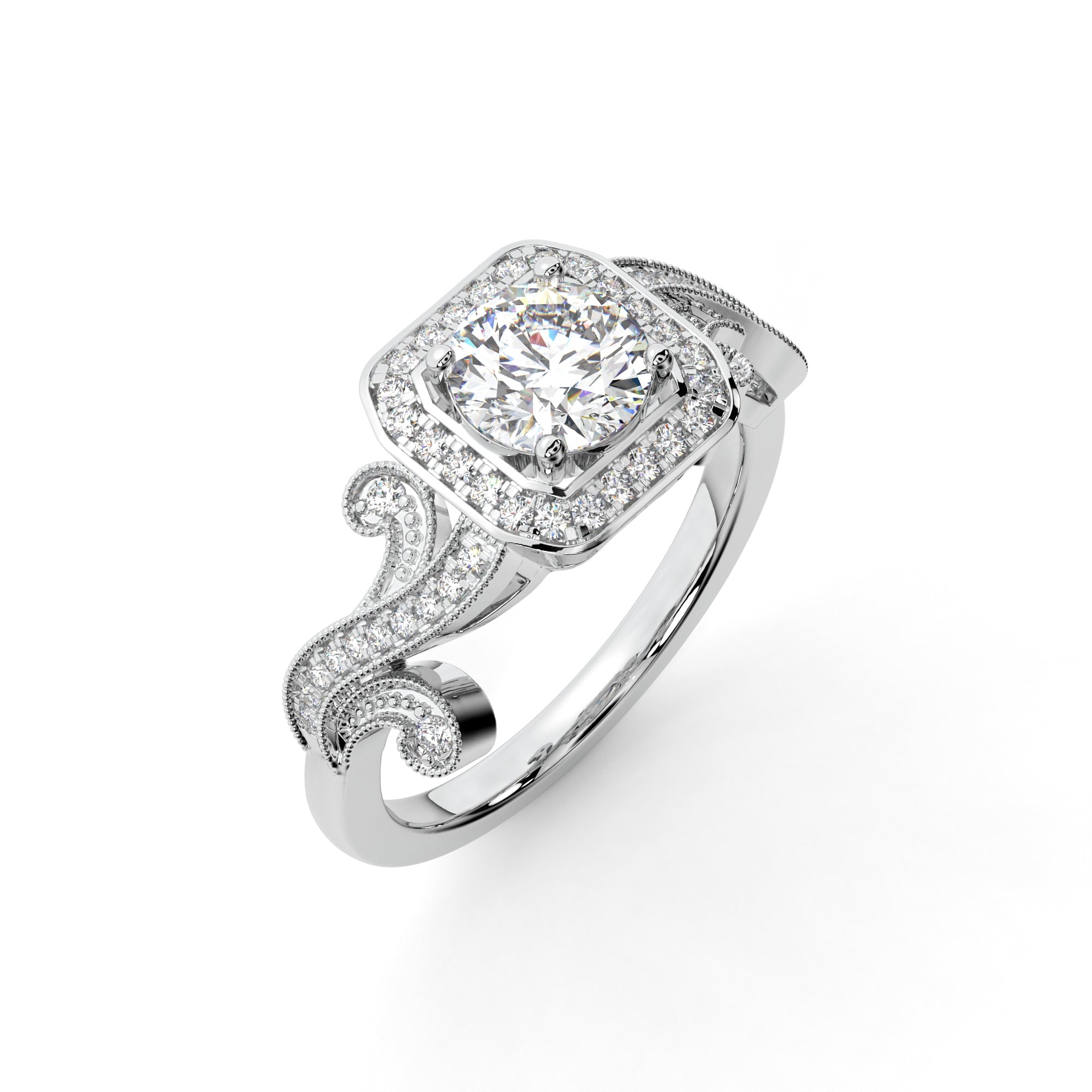 The 6C Dazzling Square lab grown diamond Halo Ring