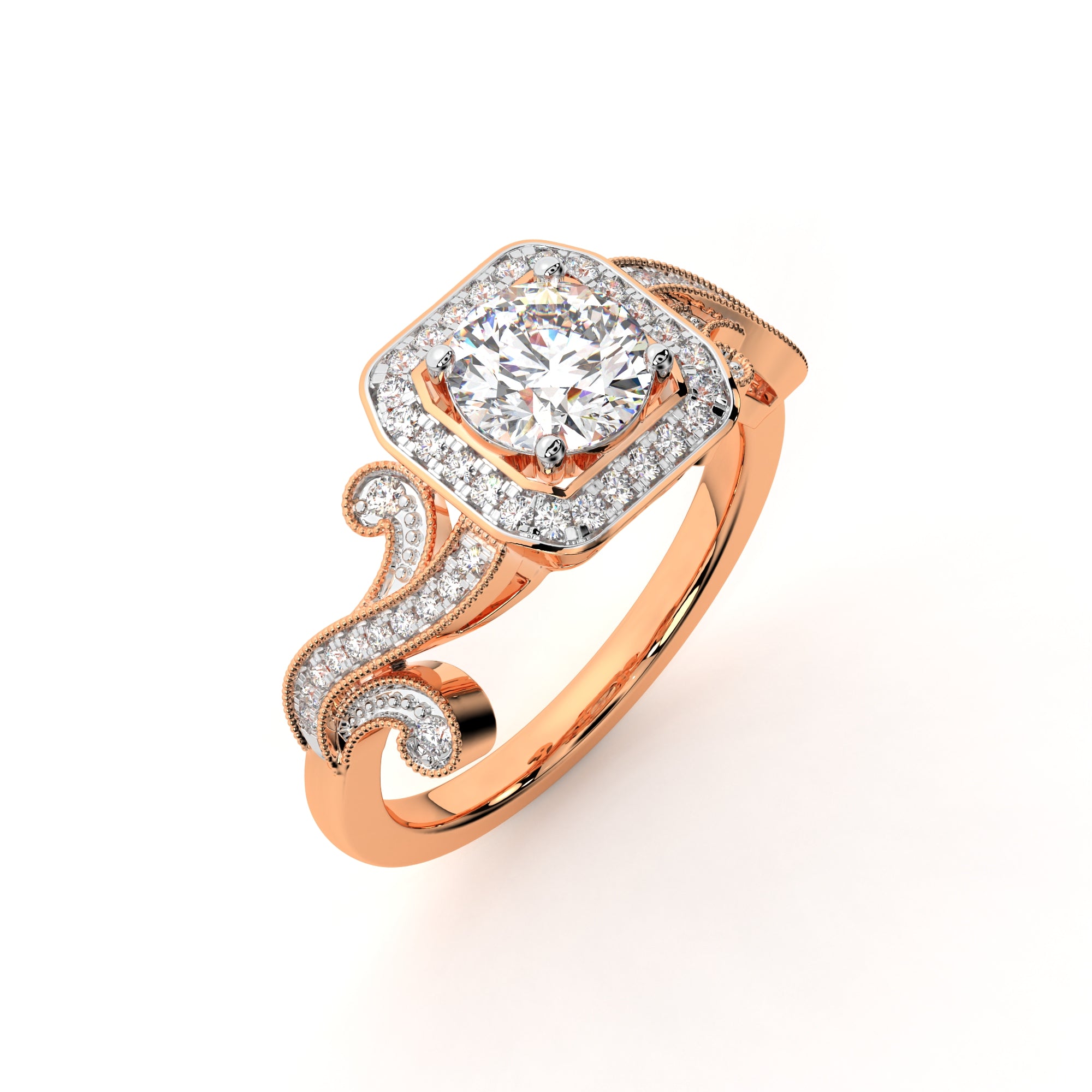 The6 C Dazzling Square lab grown diamond Halo Ring