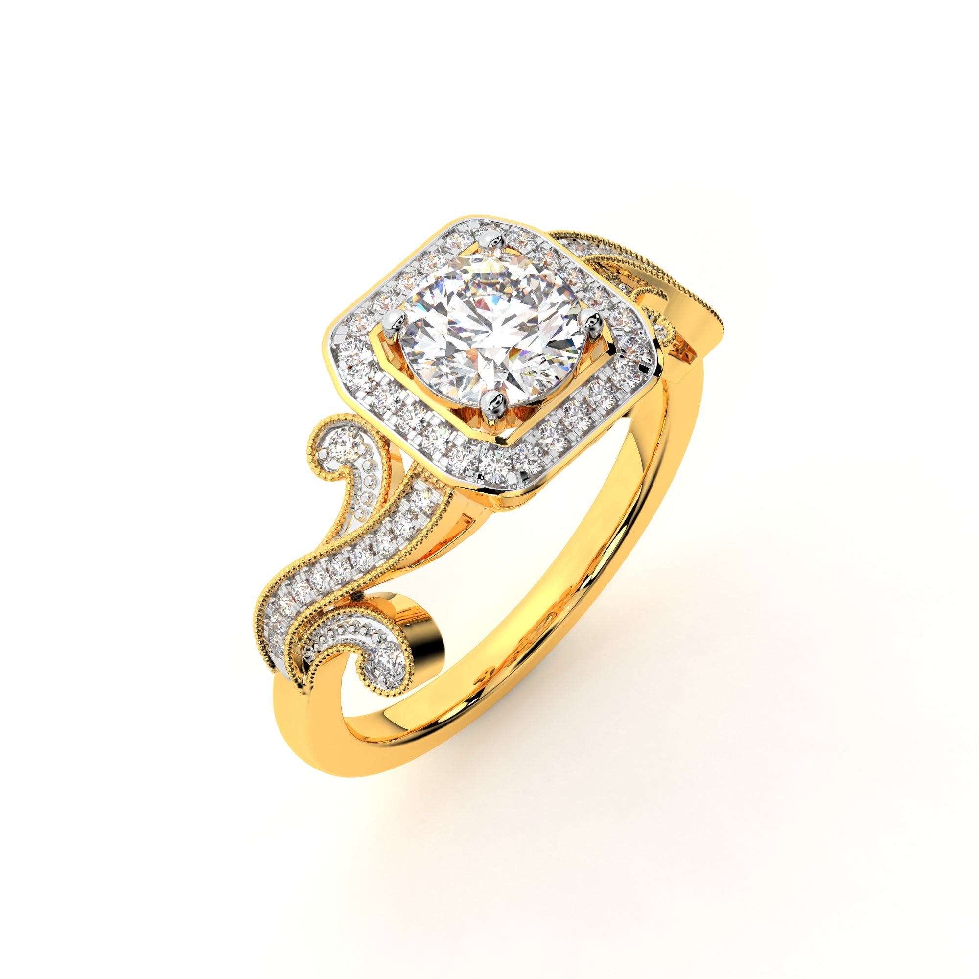 The 6c Dazzling Square Halo Ring