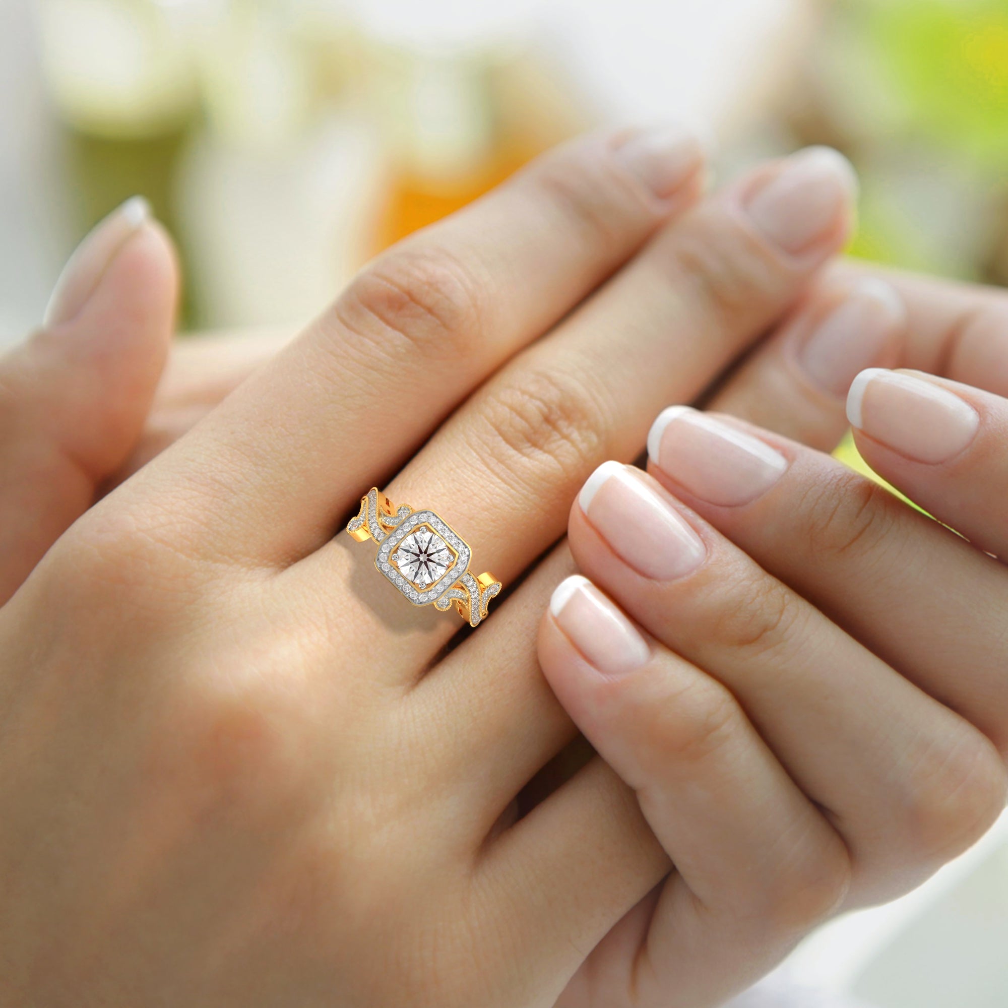 Dazzling Square Halo Ring