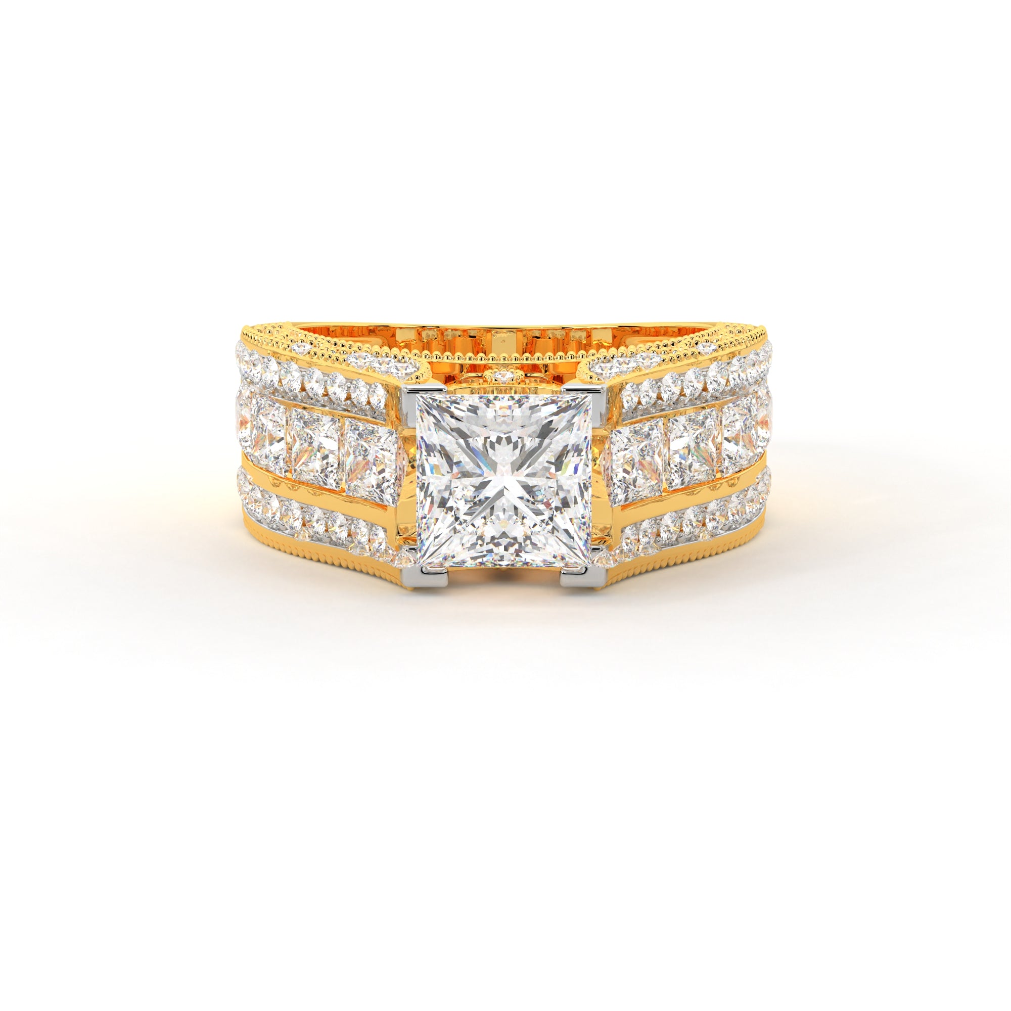 The 6C Dazzling Princess lab grown diamond Cut Paved Ring