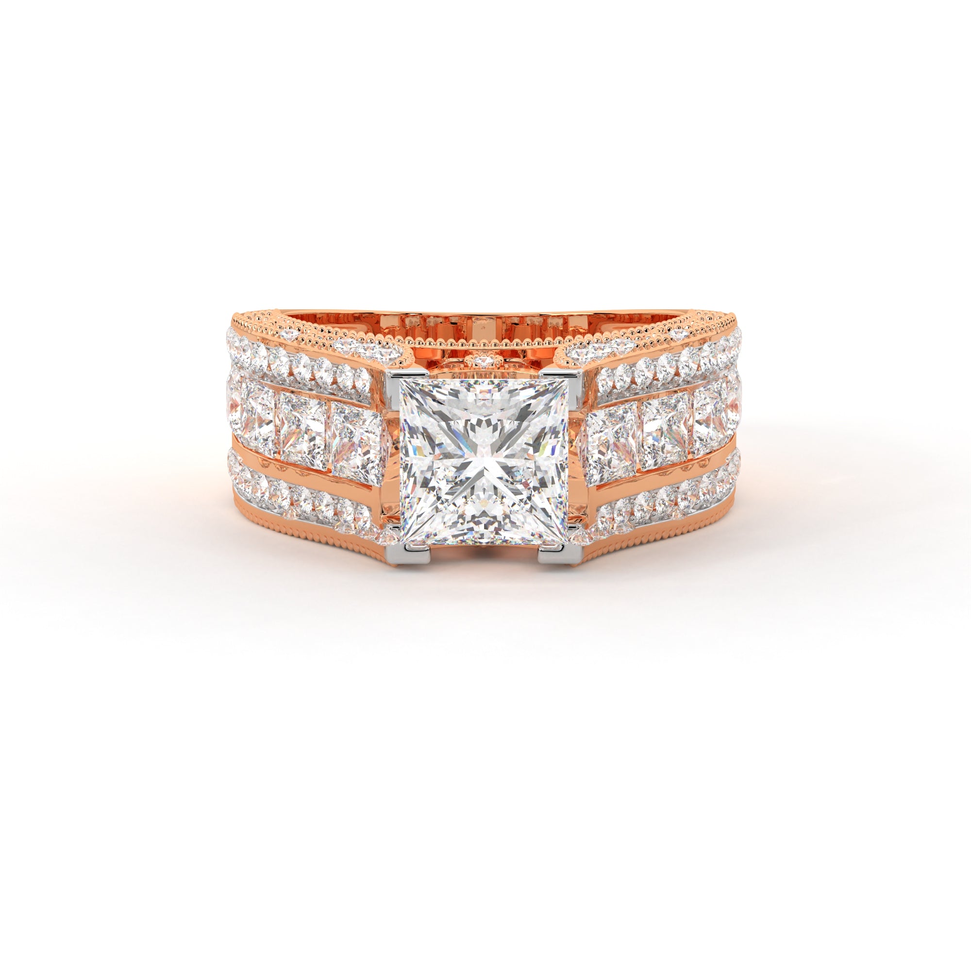Dazzling Princess Cut Paved Ring