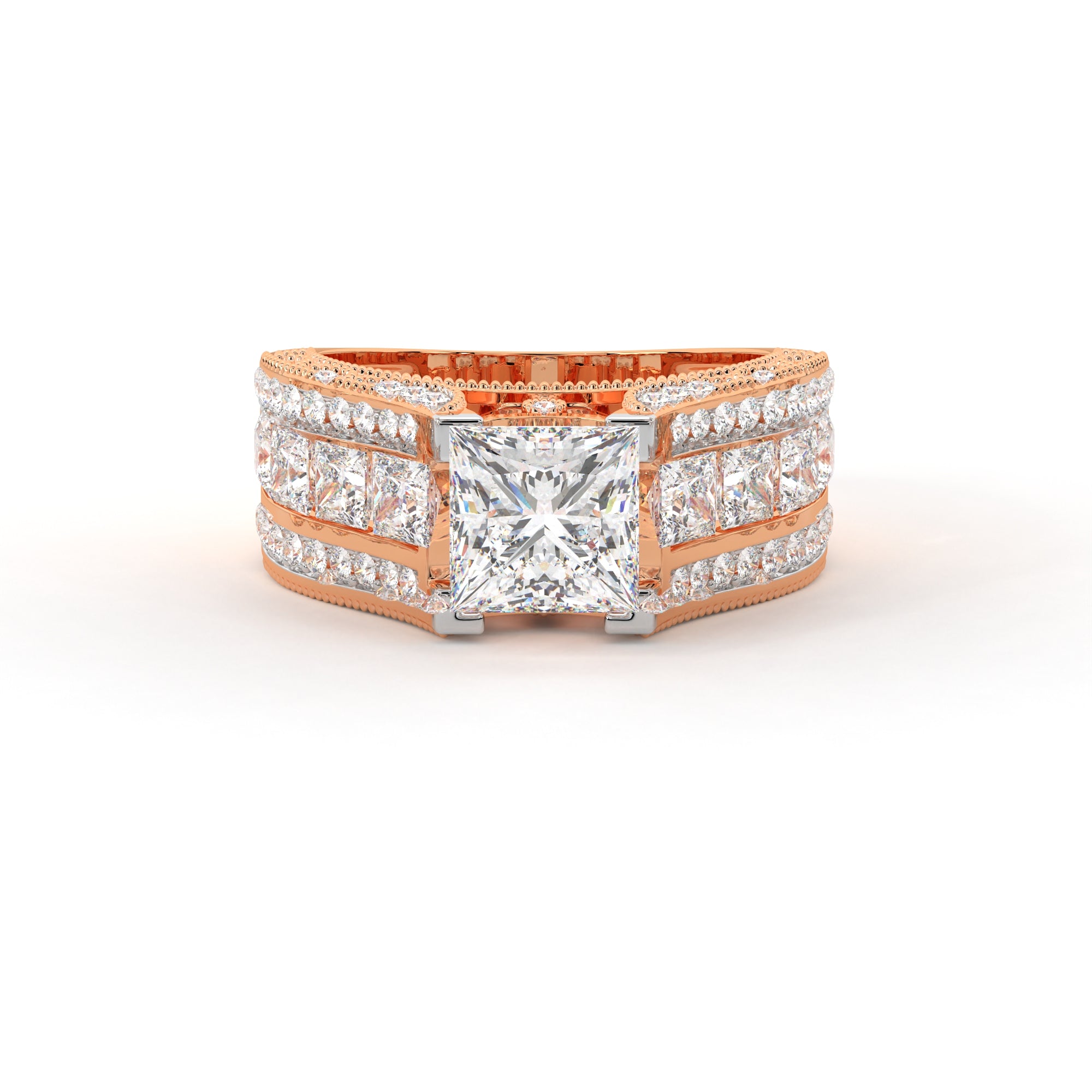 Dazzling Princess Cut Paved Ring