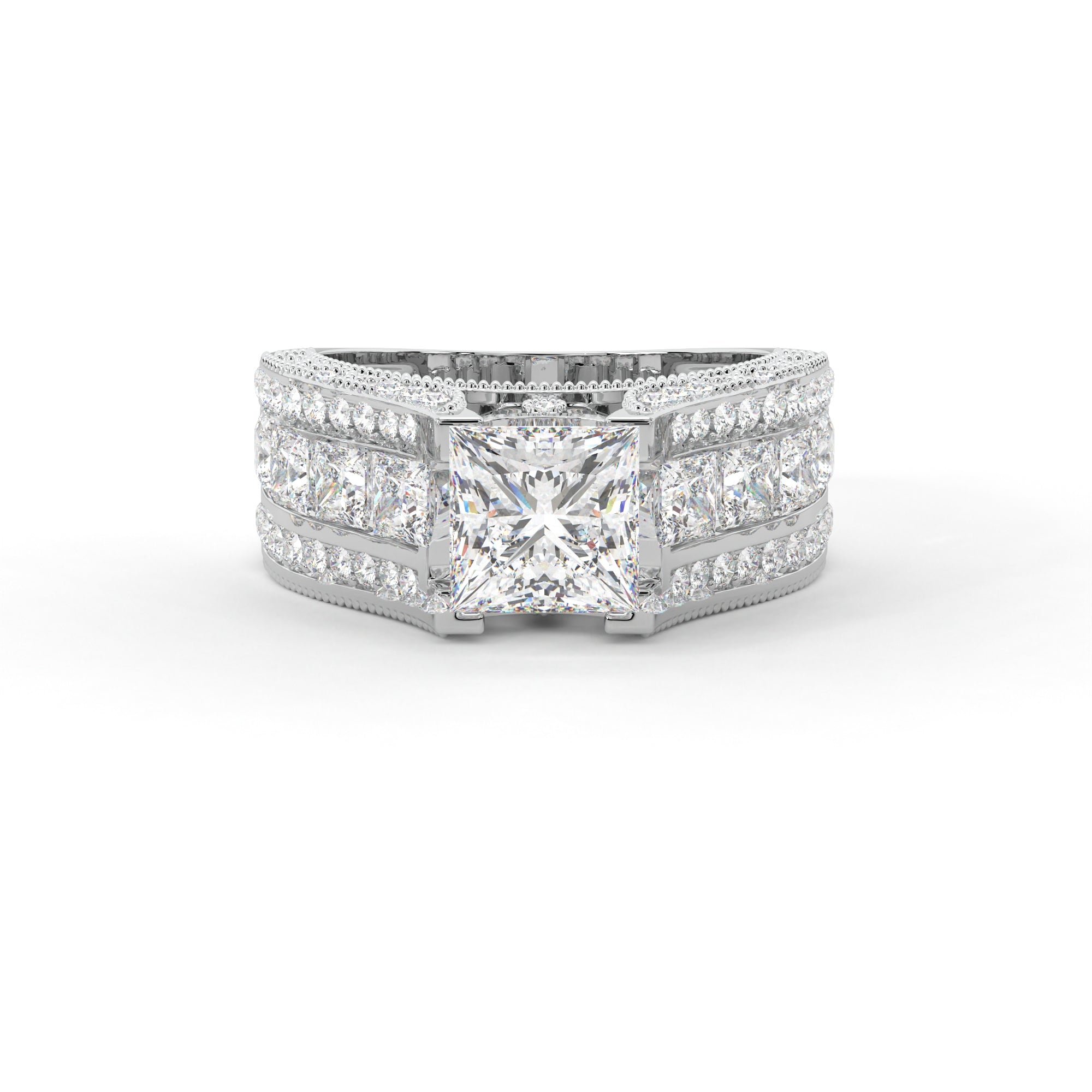 Dazzling Princess Cut Paved Ring