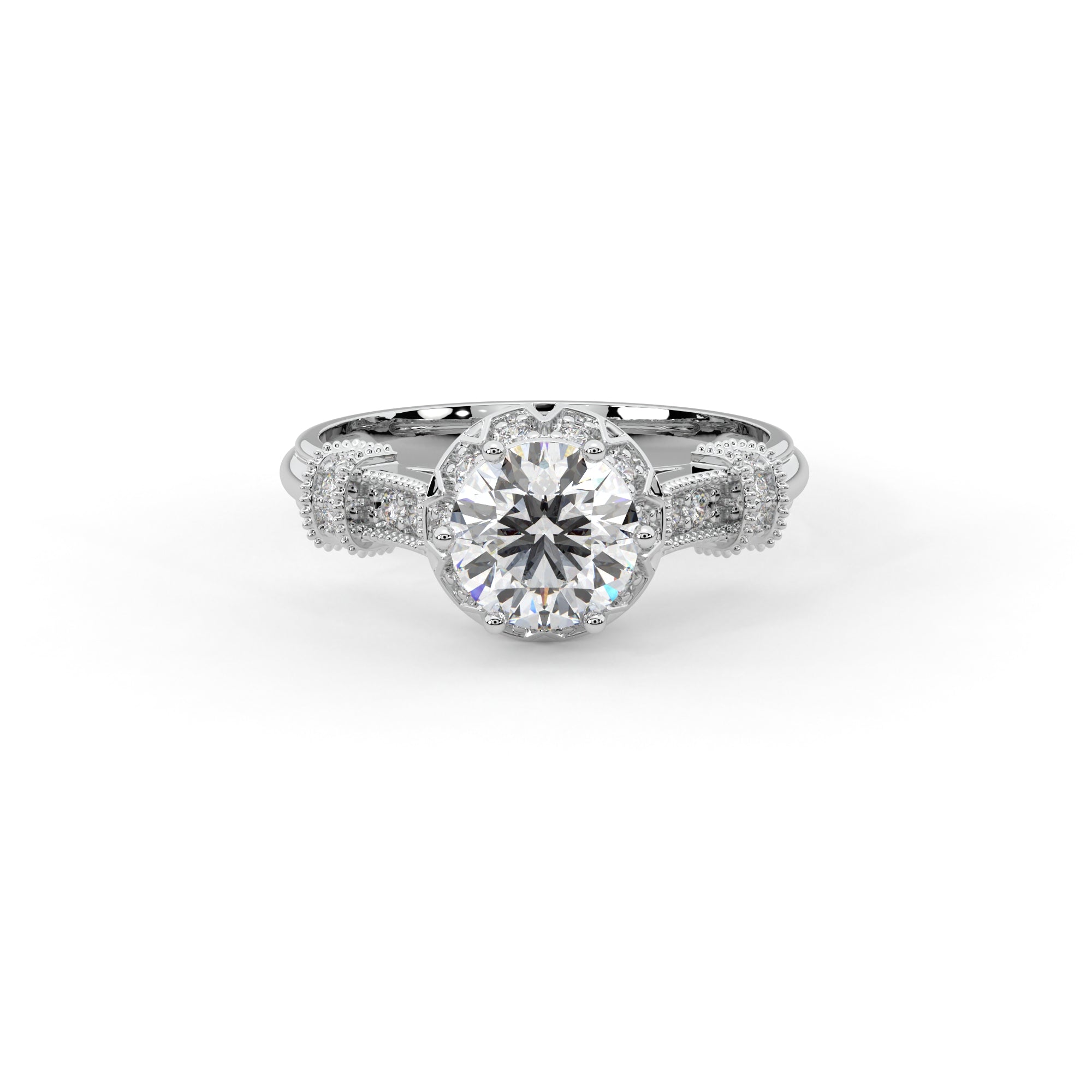 delicate hidden halo solitaire ring for engagement