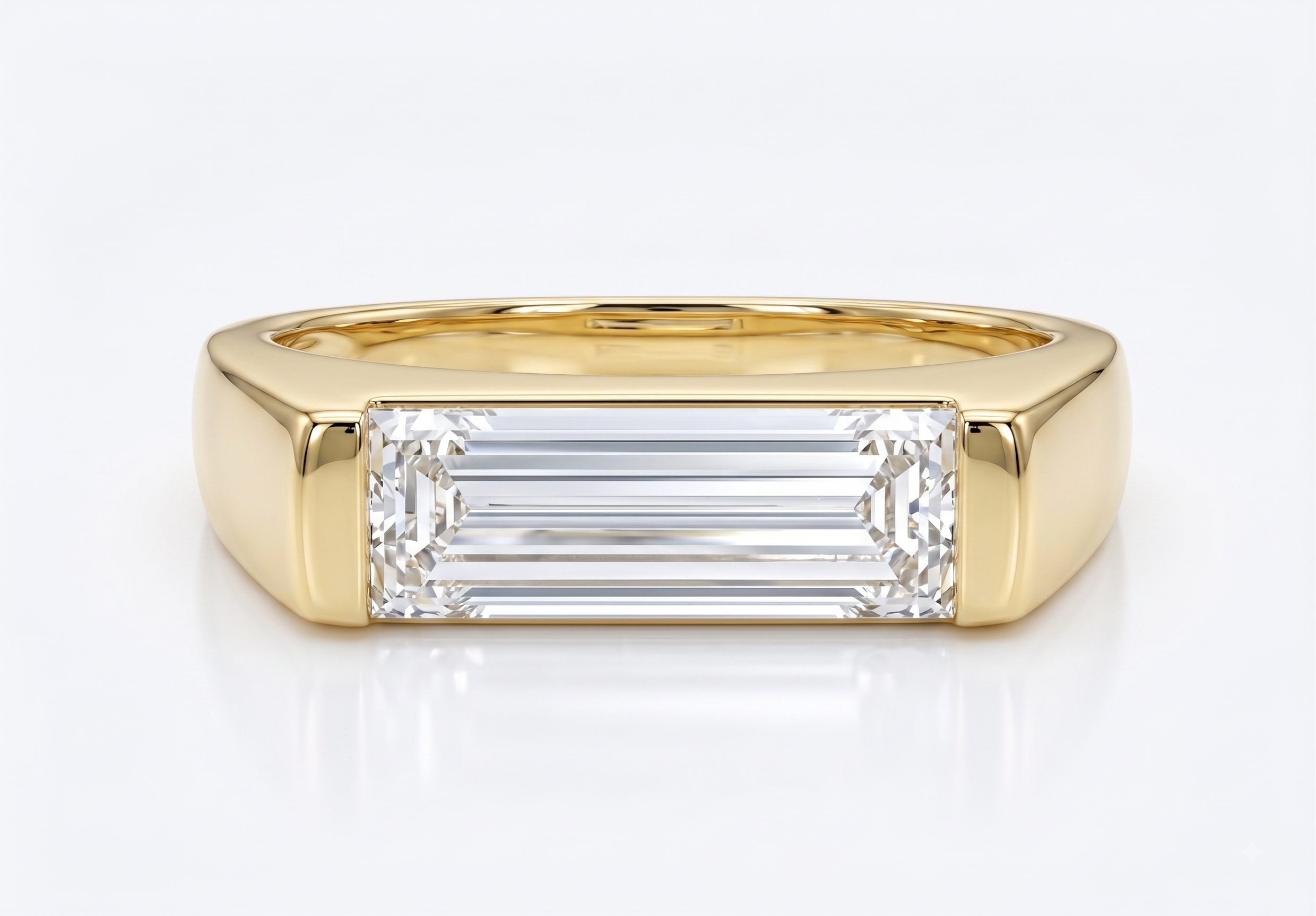 The6C Half-Bezel Baguette Cut Lab Grown Diamond Cigar Band Ring