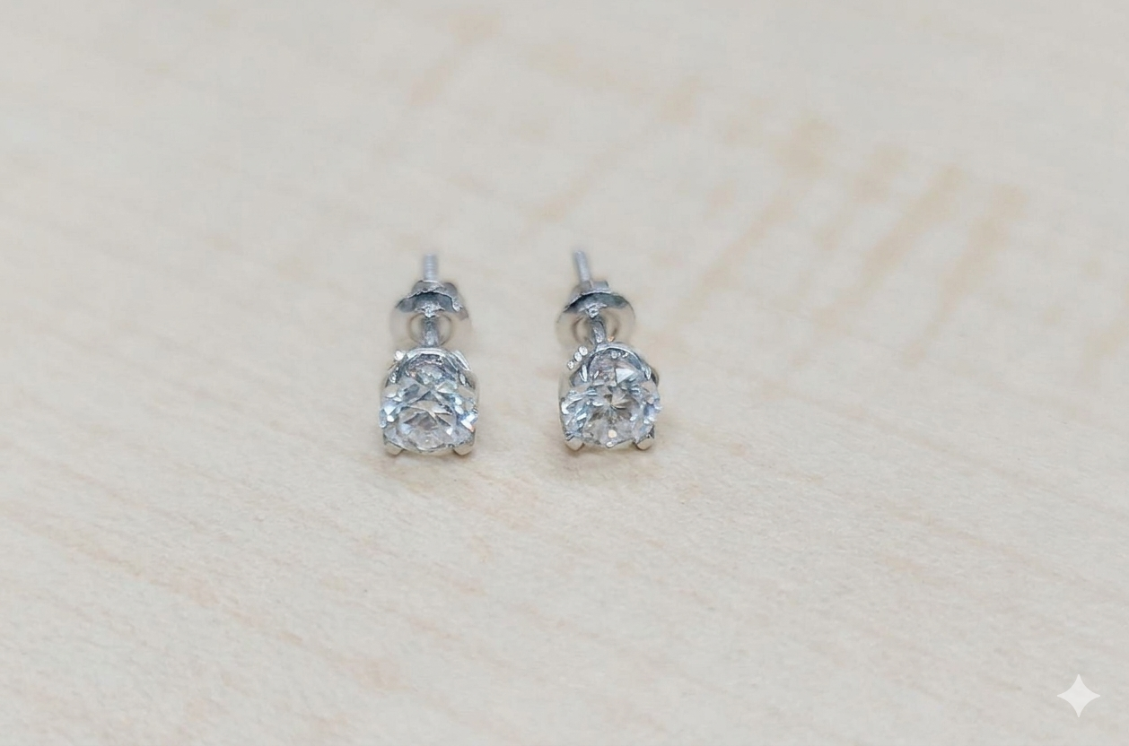 The Stellar Studs | Round Brilliant-Cut Lab-Grown Diamond Earrings (White Gold)