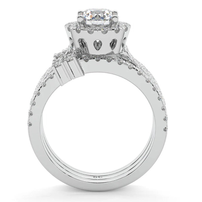 The6C Imperial Round Halo Split-Shank Lab-Grown Diamond Bridal Set Ring