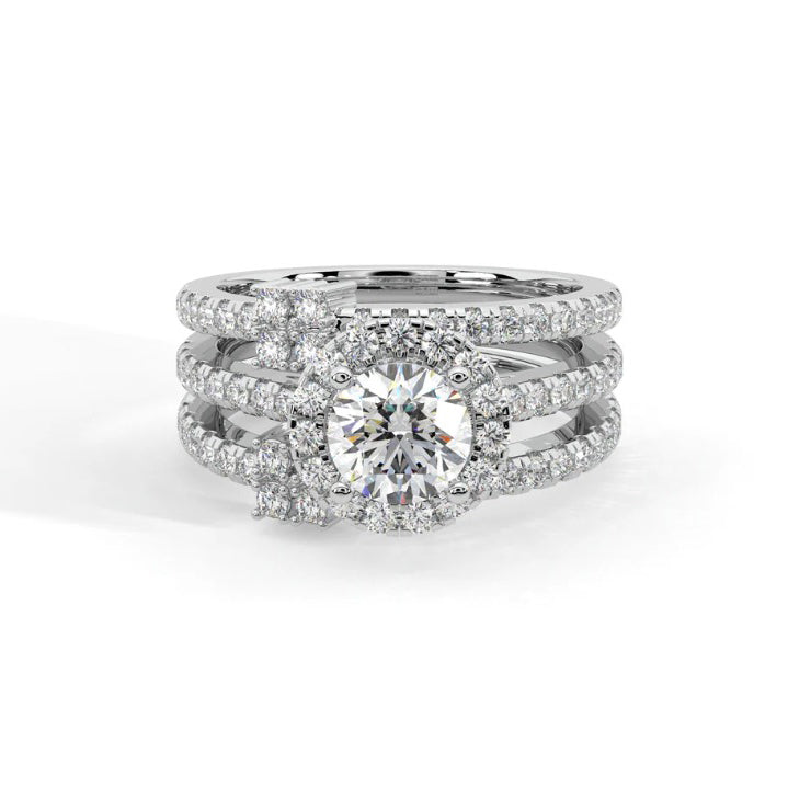 The6C Imperial Round Halo Split-Shank Lab-Grown Diamond Bridal Set Ring
