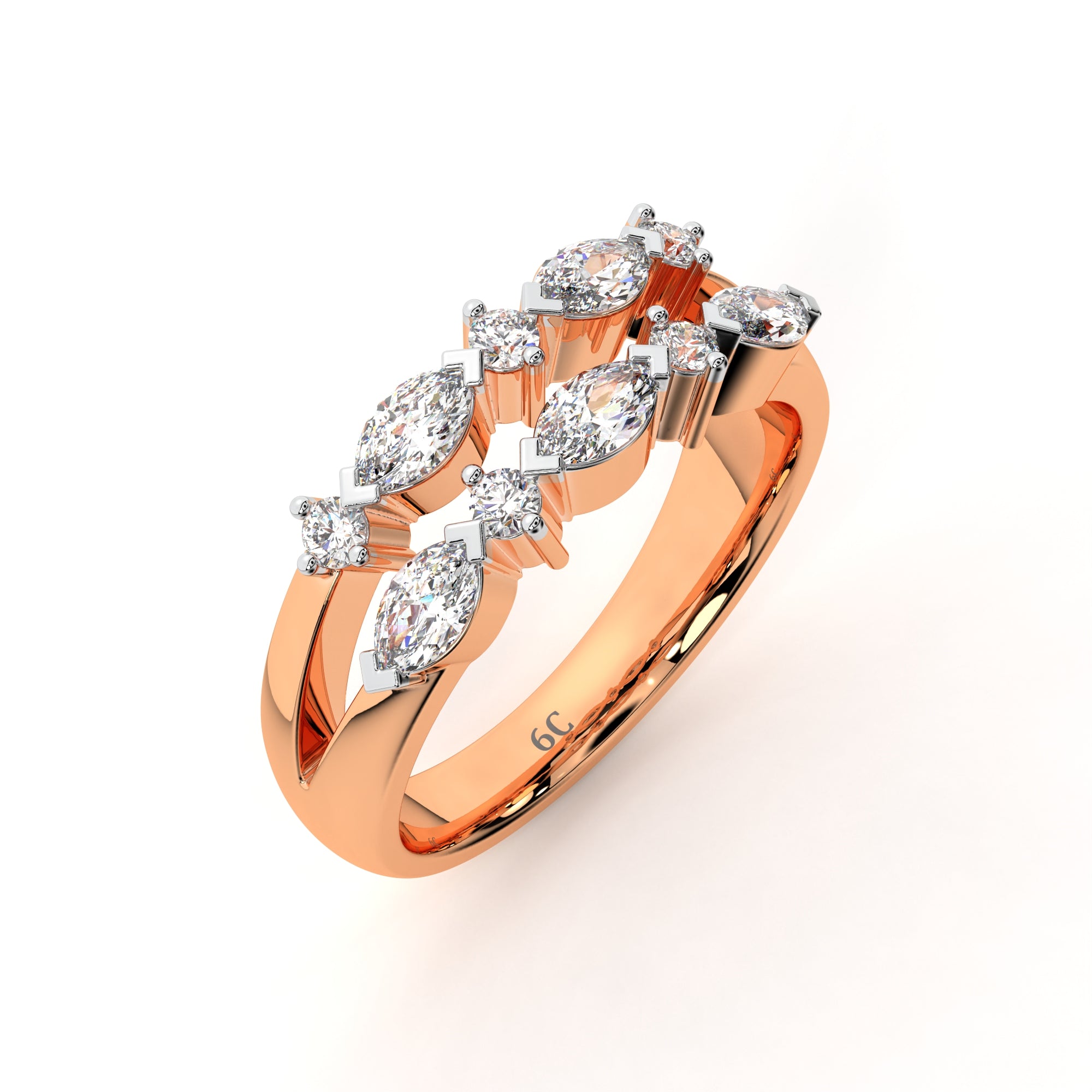 Marquise and Round Half Eternity Ring