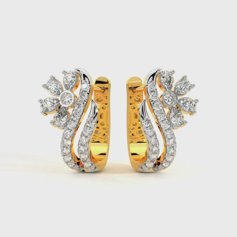 Brilliant Dancing Diamond Swirl Hoop